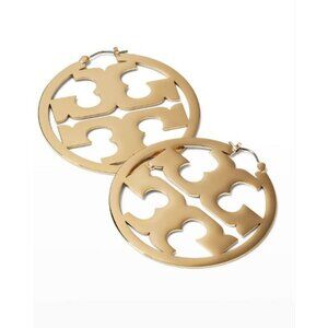 Tory Burch Miller Logo Cutout Gold-Tone Hoop Earrings